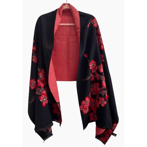 New Pashmina 100% Cashmere Floral Shawl Scarf Wrap - Picture 1 of 6